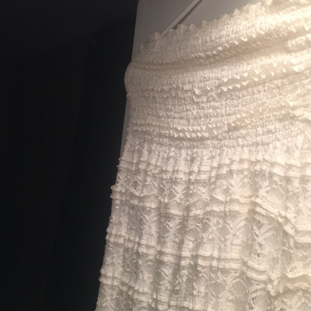 Lace strapless long midi/maxi dress M, ivory